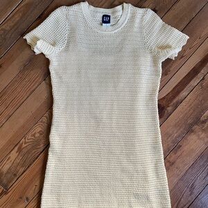 GAP Cream Crochet Short-Sleeve Mini Dress